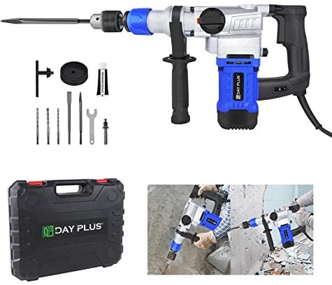 Hammer Drill 1080W Electric Concrete Breaker Demolition Jack Hammer - Corded Drill Bits Set, 6J Impact Strength & 360° Rotating Handle, for Brick/Wood/Steel/Masonry