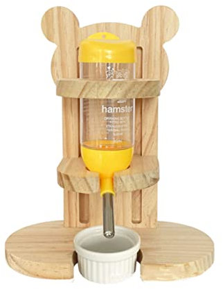 Hamster Wasserspender und Trinkflasche - Automatischer Wasserspender für Hamster, Kaninchen und Andere Kleintiere (Holz)