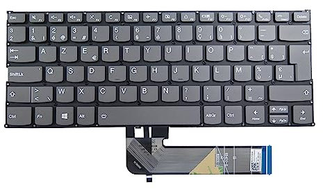RTDPART Clavier d'ordinateur Portable pour Lenovo Ideapad Yoga 530-14IKB Yoga 530-14ARR Belgique BE SN20U63223 LCM17J66B0J6866 PD4 avec rétro-éclairé Gris Nouveau