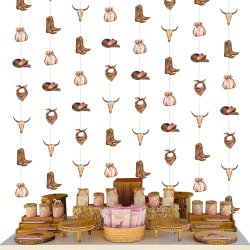Kreatwow Western-Cowboy-Party-Hängegirlande, Wild-West-Cowboy-Luftschlange, braune Kuh-Girlande für mein erstes Rodeo-Motto, Babyparty, erste Geburtstagsfeier, Bauernhoftier-Partyzubehör