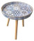 Simmer Stone Marble Round Indoor Side Tables with Detachable Wooden 3 Legs, Versatile Tray Table, Perfect For Round Coffee Table Tea, and Relaxation Time (15 Inch- Bohemian)