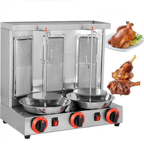BAOSHIDAER Shawarma Doner Kebab Machine Electric Kebab Grill Vertical Broiler Gyro Meat Rotisserie with Burners Temperature Adjustment 50-350℃ for Commercial Home Kitchen,Black-M