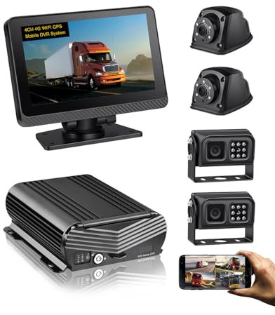 4G WiFi GPS4 Kanal 1080P Mobilfahrzeug Auto DVR-Rekorder G-Sensor mit Nachtsicht Wasserdicht Rückseitige Rückfahrkamera 7 Zoll Touch-Screen Monitor für LKW Schulbus RVS Wohnmobil