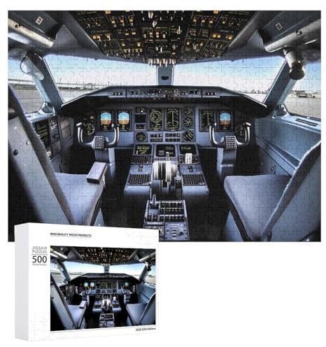 Flugzeug-Cockpit-Puzzle, 500 Stück, Holz-Puzzle, personalisiertes Fotopuzzle für Erwachsene, Freunde, Bild, Puzzle, Geschenke für Hochzeit, Geburtstag, Valentinstag, Heimdekoration
