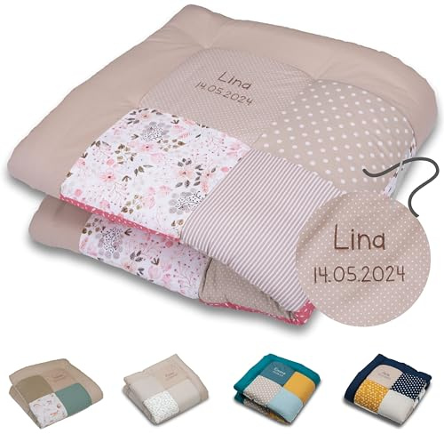 ULLENBOOM personalisierbare Krabbeldecke für Baby 100x100 cm - Dick & weich | Perfekt als Geschenk, Außenmaterial: 100% Baumwolle, OEKO-TEX zertifiziert, Made in EU, Individuell angefertigt
