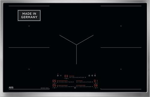 AEG Induktionskochfeld autark 80cm – Made in Germany – 5 Flex-Zonen mit 2x Bridge (Kombination 2er Zonen) – Powerfunktion – SuperFlat Rahmen – DirectSlider – Haubenautomatik kompatibel /TK85IM0FRB