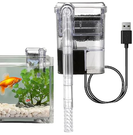 Meindin Externer Aquariumfilter, Super Silent Externer Aquarium Filter, USB Externer Tank Filter, Für Fisch Und Schildkröte Tank, Entfernt Ölfilm, Watefall
