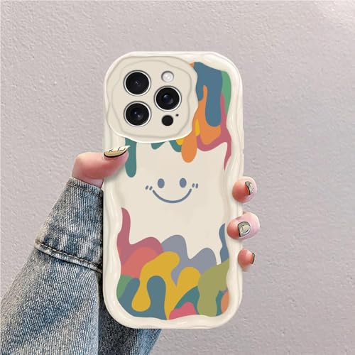 Sorridi Custodia Onda Silicone Morbido Compatibile con iPhone 16 Pro Max Bianco Cover