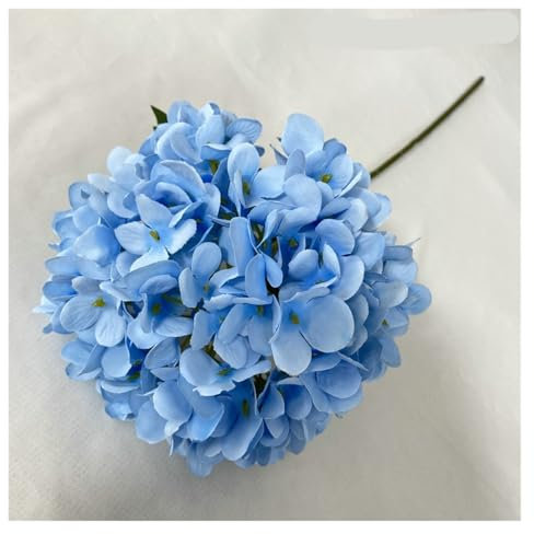 QVVFRED Ortensie Finte Realistiche 5 Pezzi 40 cm Blu Artificiale Ortensia Artificiale Ortensia Rami Decorazione Bouquet da Sposa Fiori di Seta for la casa Festa Decorazione(15x9cm)