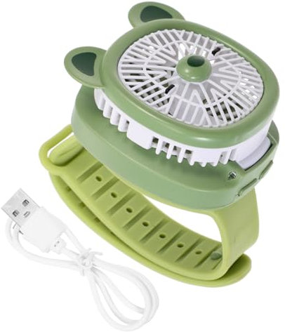 HOMSFOU I Bambini Guardano Il Fan Ventilatore Per Bambini All'aperto Mini Ventilatore Portatile Ventilatore Portatile Da Campeggio Comodo Ventilatore Dell'orologio Plastica Green