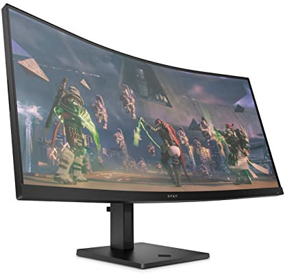 HP OMEN 34c Curved Monitor 34 WQHD 165hz 2x HDMI 1x DisplayPort, AMD FreeSync Premium, VESA Mountable, Black (Renewed)
