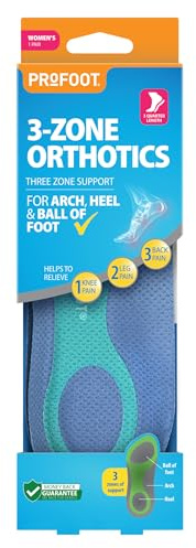 Profoot 3-Zone Orthotics Insole - Advanced Support Insoles for Women - Ideal for Plantar Fasciitis, Knee & Back Pain, and Pronation - Relief for Achilles Injuries - Foot Insoles | Advanced Support Shoe Inserts, For Knee & Back Pain and Pronation, Relief for Achilles Injuries