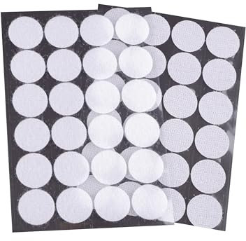 cyclingcolors Adhesivo Redondo Doble Cara Pegajoso Monedas Lunares Puntos Adhesivo Cintas Gancho Bucle para Materiales Enseñanza Escolar Uso Doméstico 24 pares 25mm, blanco