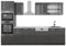 Vicco Küchenzeile R-Line, Anthrazit Hochglanz/Anthrazit, 300 cm mit Hochschrank, AP Marmor