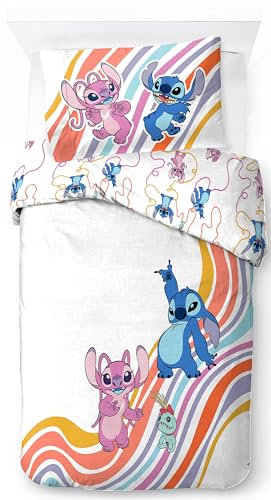 Jay Franco Disney Lilo & Stitch 100% Baumwolle Einzel-Bettwäsche-Set - Inklusive Kissenbezug 50 x 70 cm