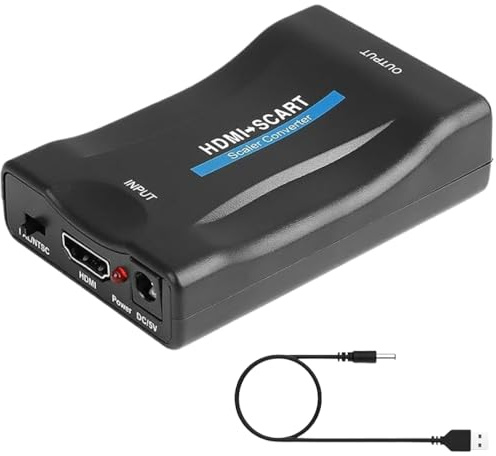 Hdmi to SCART Converter Adapter, 1080P HDMI to AV CVBS Signal Converter, Supports HDMI Input to Analog SCART Output for HDTV, DVD, PS3, PS4, Xbox, PC – Plug and Play