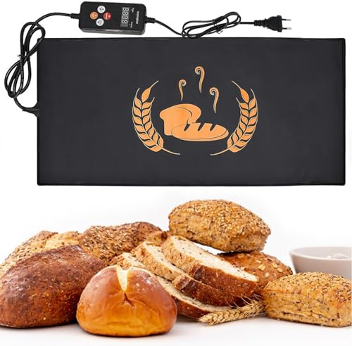 Brotwarmmatte Gärmatte, 53x25cm Sauerteig Backmatte mit Thermostat Sauerteig und Timer, 55W Einstellbare Temperatur Brot Proof Matte, Brot Heizmatte für Teig, Joghurt, Wein, Schokolade