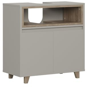 Vicco Waschbeckenunterschrank Elnor, Greige, 60 x 61 cm | mit 2 Türen, zur Aufbewahrung von Badtextilien und kombinierbar mit Elnor