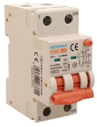 Interruttore Differenziale Magnetotermico Tipo A 40A C40, Bipolare 2P Veri (NO 1P+N), Curva C 6kA 30mA, Doppio Leva con Diagnostica Visiva, 2 Moduli DIN, Serie PL8M2