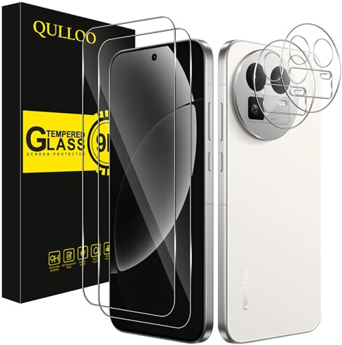 QULLOO pour Realme GT 8 / GT8 Verre Trempé, [2+2 Pièces] Protection D'écran & Caméra Arrière Protecteur, Anti-Rayures 9H Dureté HD Clarté Film de Protection écran