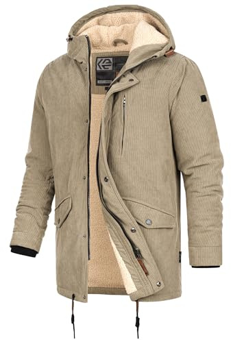Indicode Herren INLedley Cordjacke mit Teddyfutter und Reißverschluss | Warme Herrenjacke mit weichem Futter und Zipper, Freizeitjacke, Übergangsjacke, Outdoorjacke, lässiger Cordblouson für Männer