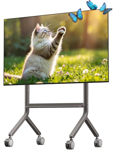 NB Ergonomic Support TV Mobile 55-90 Pouces, Hauteur Réglable, Charge 68 kg | Supports sur pied TV sur Roulettes, VESA 200x200 à 800x600 mm