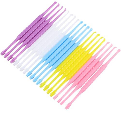20 Stück Spiral Ohrreiniger aus Abs mit Doppelseite | Ohrenstäbchen Silikon, Tragbarer Ohrreiniger, Ohrenschmalzentfernung für Sichere Reinigung