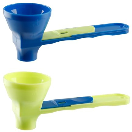 Hopzab 2PCS 2-in-1 Sliding Funnel Scoop with Precise Measurement, Spill-Proof Protein Powder and Coffee Measuring Spoon, Mess-Free Pouring for Gym, Supplements, Milk, and Food