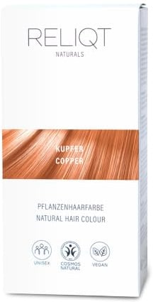 RELIQT Naturals - Pflanzenhaarfarbe Pulver Kupfer 100% natürlich & permanent 100 g – Haarfarbe für gründliche Grauhaarabdeckung & gesunden Glanz – Naturkosmetik Haarfärbemittel zusatzstofffrei