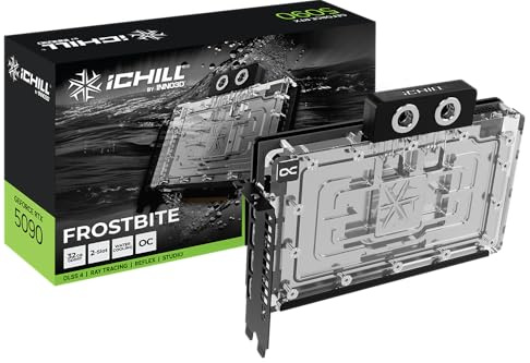 INNO3D NVIDIA GeForce RTX 5090 iCHILL Frostbite 32GB GDDR7 Waterblock Graphics Card (Waterblock, 2 Slot, Reflex 2 RTX AI DLSS4)
