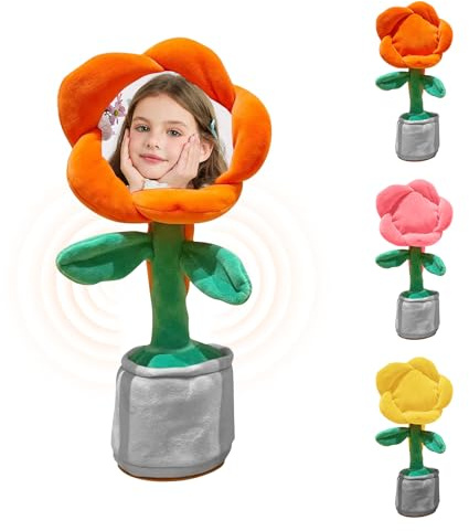 Personalised Dancing & Singing Flower - Custom Photo Face Interactive Floral Accent with Voice Recording, Perfect Personalised Gift for Birthdays & Festivals (Saffron)