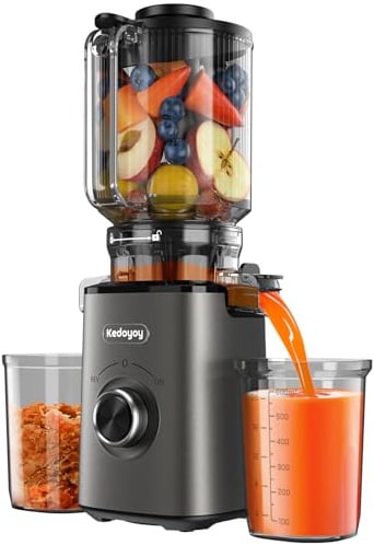 Kedoyoy Entsafter Gemüse und Obst Testsieger, 1,8L Slow Juicer mit 130 MM XL-Einfüllschacht, 600 mL Saftbehälter, Elektrische Juicer Machine für Familien, Gesundheitsbewusste