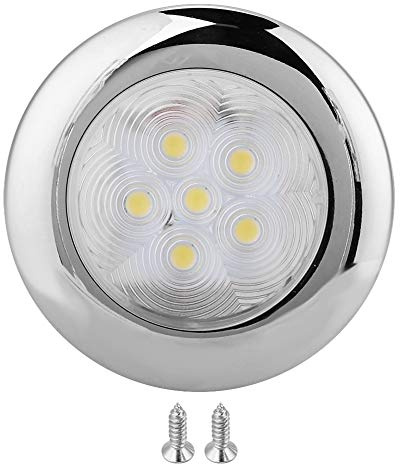 SIXRUN Lampe de Dôme à 6 LED, Lampe de Bateau en Acier Inoxydable avec Lentille PC Transparente, pour Console de Yacht, Ponton de Toit en T, Navires 12V DC