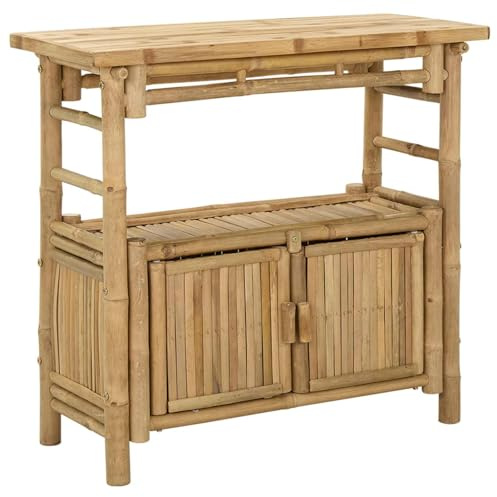 vidaXL Konsolentisch mit Regal mit Tür Natur 80 x 35 x 75 cm Bambus