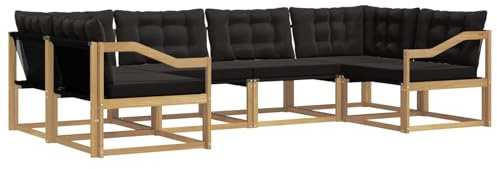 vidaXL Outdoor-Sofagarnitur mit Kissen 6 pcs Weiß und Schwarz, Garten-Sofa, modernes Outdoor-Sitzset, strapazierfähige Terrassenmöbel, gemütliche Lounge für Dein Wohnzimmer