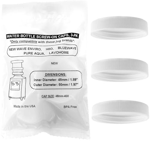 water systems (3pk) Replacement Screw On Caps for 3 and 5 Gallon Water Bottles 48mm by