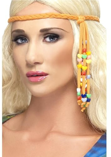 Smiffys 60er Hippie-Stirnband mit Perlen, Braun