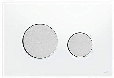 Tece 9.240.659 Loop Betätigungsplatte für WC (Glas weiß, Tasten Chrom, Zweimengentechnik, bedienbar von Oben und vorne) 9240659