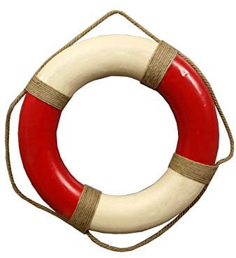 Antiker Rettungsring 50 CM Rot/Beige im Antik-Look