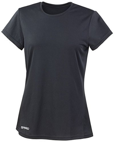 Spiro Womens/Ladies Sports Quick-Dry Short Sleeve Performance T-Shirt (XL) (Black)