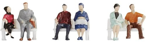 NOCH Sitzende Figuren, handbemalte Menschen, 6 Figuren im Maßstab 1:160, perfekt für Modellbahnen Spur N