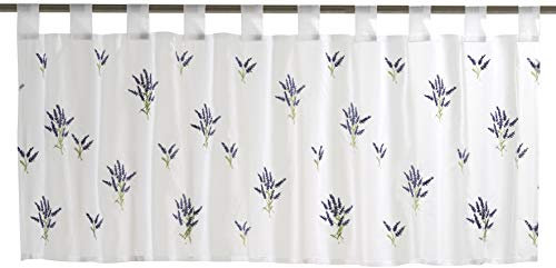 Elbersdrucke transparente Bistrogardine Lavender 10 weiß-violett 48 x 140 cm Scheibengardine für Küche Küchenfenster Sichtschutz 198688