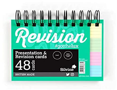 Silvine Luxpad Revision A6 Flash Cards - Lined (48 Cards) Assorted Colours