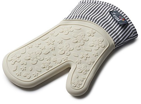 Zeal Silicone Heavy Duty Single Stripe Oven Mitt, Cotton, Cream, 29 x 18.5 x 2 cm V102C