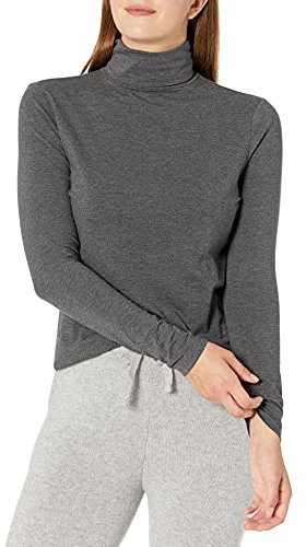 Amazon Essentials Women's Long-Sleeve Turtleneck (Available in Plus Size), Charcoal Heather, XL