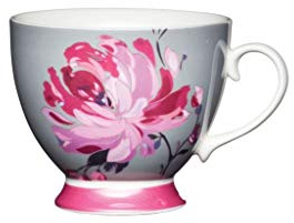 KitchenCraft China 400ml Footed Mug, Pink Flower