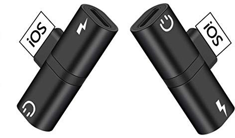 BLKEER Headphones for iPhone 11 Headphone Adaptor Audio [Call+Audio+Charge] for iPhone 7/7P/8/8P/X/XS/iPad/iPod Earphone Splitter Audio Cable Earbud Support iOS 12 or Later-Black(2PACK)