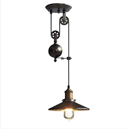 Eisen Pendelleuchte Retro Industrie Hängeleuchte Metall Pulley Pendellampe E27 Höhenverstellbarer Hängelampe Loft Schlafzimmer Deckenleuchte Café Wohnzimmer Esszimmer Bar Kronleuchter …