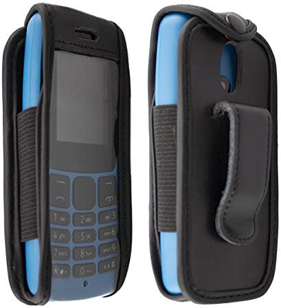 caseroxx Ledertasche mit Gürtelclip für Nokia 110 in schwarz – robuste Handy-Tasche mit Sichtfenster & Gürtelclip aus Echtleder, ideal für Beruf, Freizeit, Outdoor & sicheren Transport