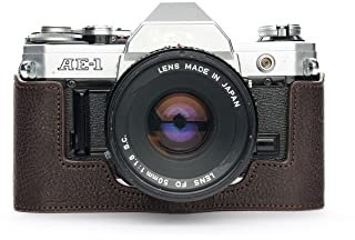 Handgefertigt aus echtem echtem Leder halbe Kamera Tasche Tasche Abdeckung für Canon AE-1 (ohne Griff) dunkelbraune Farbe